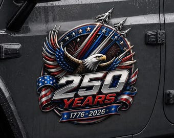 America 250th Anniversary Car Decal, Patriotic Eagle 250 Years Vinyl Sticker, 1776–2026 USA Truck Decal, Jeep SUV Pickup Window Decal
