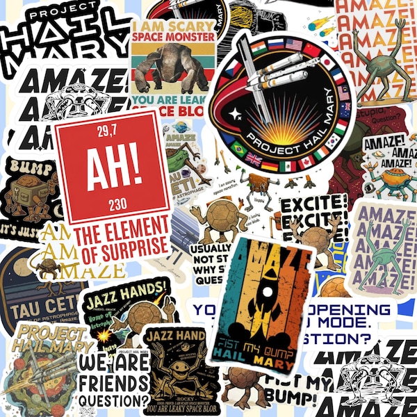 36Pcs Project Hail Mary Vinyl Sticker, Amaze Amaze Amaze Sticker, Rocky Project Hail Mary, Scary Space Monster Sticker