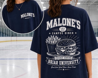 Malone's Bar Off Campus Tshirt, Briar U Hockey Romance Shirt, Best Burgers Hastings MA, Bookish Gift