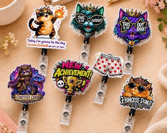 Dungeon Crawler Carl Inspired Nurse Badge Reel, DCC Lover Badge Reel - Princess Donut Mongo Retractable ID Holder