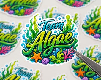 Team Algae Sticker, Cute Green Die Cut Algae Decal, Funny Seaweed Sticker, Science Biology Sticker