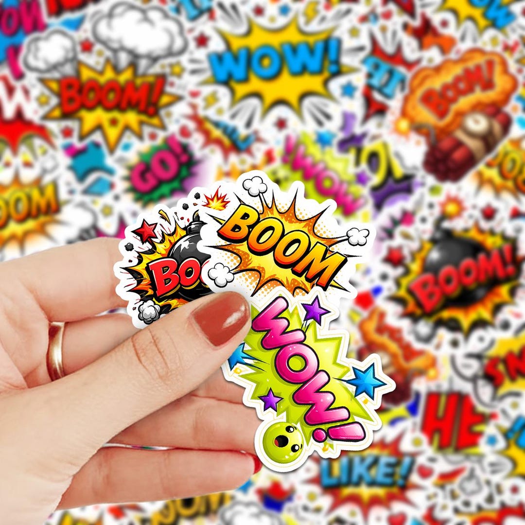 Sound Emot 60pcs Comic Superhero Emote Sound Effect Stickers, Waterproof Vinyl ...