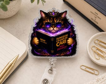 Dungeon Crawler Carl Inspired Badge Reel | Princess Donut Reading book ID Holder
