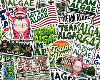 18Pcs Team Algae Sticker, Make Algae Great Again Waterproof Sticker, Funny Political Anti Trump Sticker