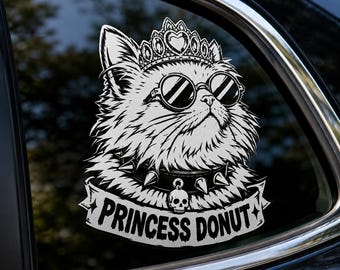 Princess Donut UV DTF Decal, Dungeon Crawler Carl Inspired Car Cup Sticker, Cat Lover Waterproof Transfer, Funny Fantasy Gift