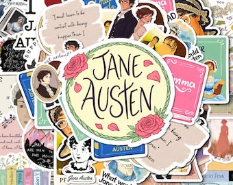 100Pcs Jane Austen Literary Stickers, Stickers for Book Lovers & Austen Fans, Vintage Book Stickers, Sense and Sensibility Quotes