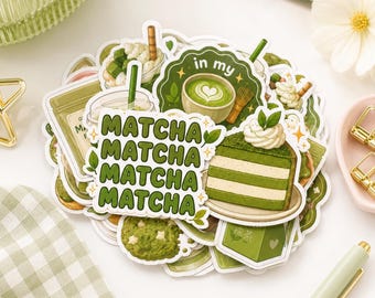 12Pcs Matcha Stickers, In My Matcha Era, Sticker for Journal & Planner, Water Resistant, for kindle, phone, laptop, Gift