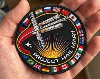 Project Hail Mary Inspired Printed Patch, Ryland Grace Cosplay Iron On Hats Uniforms, Bookish Lovers, Space Mission Sci-Fi Rocket