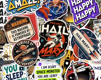 60pcs Project Hail Mary Sticker Pack, Space Stickers, Sci Fi Stickers, Quote Stickers, Bookish Stickers for Luggage, Phone Case, Laptop