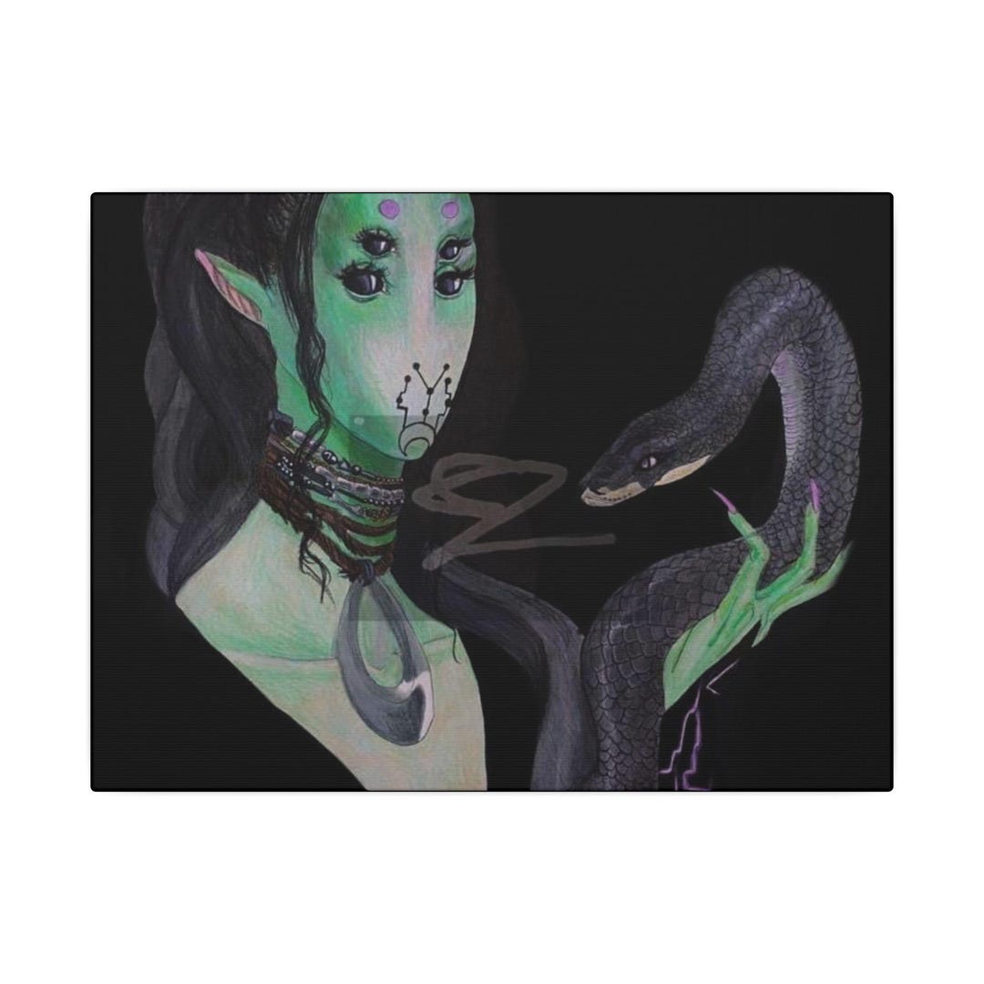 Gothic Wall Art, Edgy Decor, Unique Home Accent, Artistic Snake Print ...