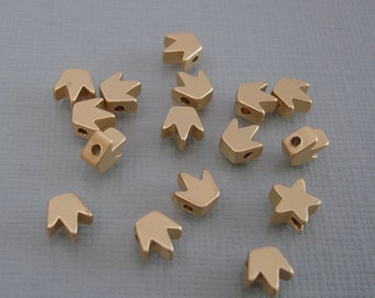 6pcs- Matte Gold Crown Beads, Wholesale Star Brass Beads, Beading Supplies, Jewelry Making(5.5mm).