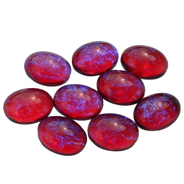 4pcs-Vintage  Mexican Opal or Dragons Breath Glass 14x10mm Oval Cabochons .