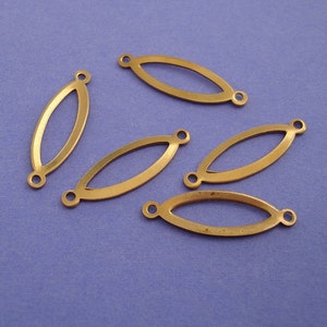 Raw Brass Stamping Pendant Connector Oval 2 Loops. image 1