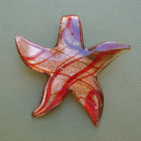 Murano Lampwork Pendant Gold, Star, (50x50x10)mm.