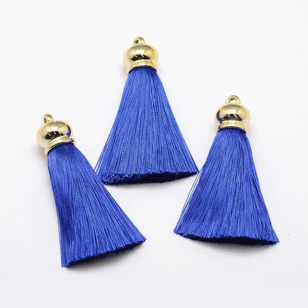 2 Pcs Nylon Tassel Silk Tassel Big Pendant Decorations, With Golden