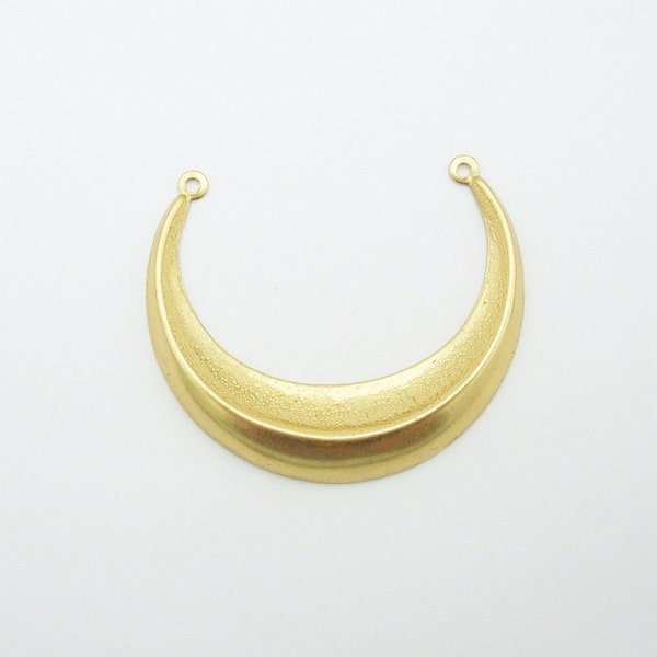 Dapped Raw  Unplated Brass Crescent   Jewelry Findings(6pcs).