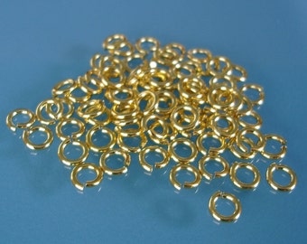 100pcs- Jump Rings Jumprings Brass Bright Gold Jewelry Making Supplies 5mm.