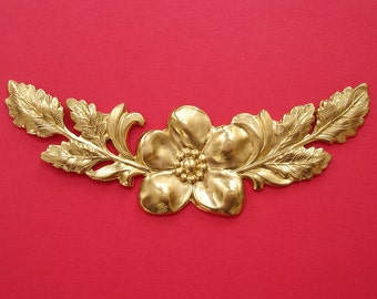 Large Branch  Leaf Flowers Embellishment Raw  Brass  Stamping Pendant .