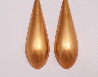 Raw Brass Stamping Domed Teardrop Pendant 1 Hole.