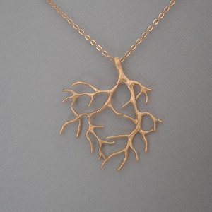 2 Pcs-Coral Branch Pendant Matte Gold over Brass Tree Leaf Jewelry Making. image 2