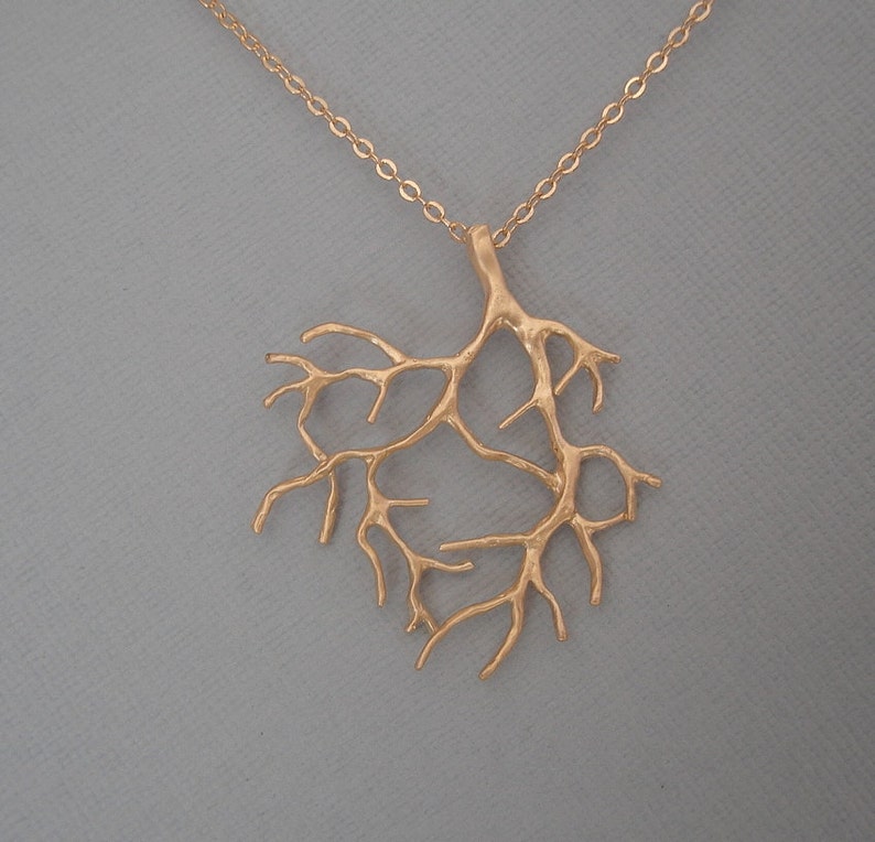 2 Pcs-Coral Branch Pendant Matte Gold over Brass Tree Leaf Jewelry Making. image 2