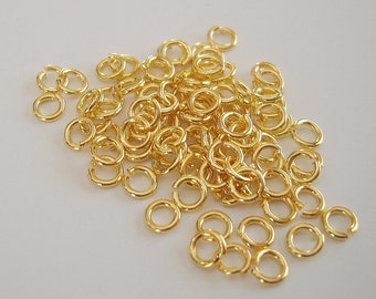 100pcs- Jump Rings Jumprings Bright Gold Jewelry Making Supplies 4mm.