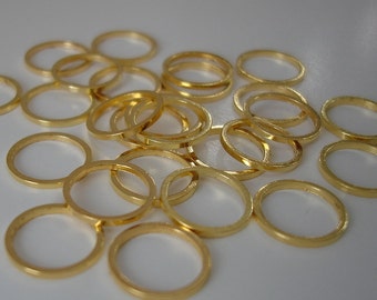 10pcs- Circle Pendant Rings Connector Brass Bright Gold Jewelry Making Supplies 10mm.