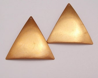 Raw Brass Stamping Geometrical  Dapped Triangle Pendant  1 Hole.