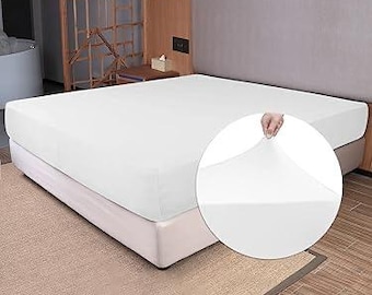 Sábanas bajeras repelentes al agua - Jersey sencillo - 100 % algodón peinado - Sábanas de 160 g/m² - Ropa de cama - Protector de colchón - Blanco