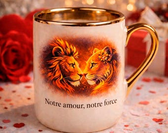 Lion & Lioness Couple Mug – Valentine's Day Gift – Love Mug – Romantic Mug – Love Mug – Valentine's Day Gift