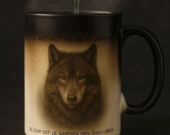 Wolf Totem Mug with Quote – White Mug or Black Magic Mug – Wild Spirit Gift, Totem Animal, Mystical Nature