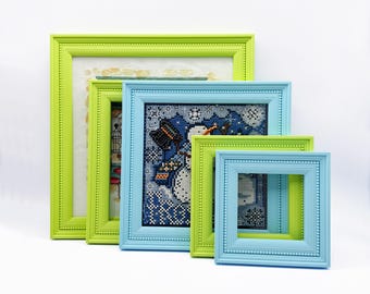 Magnetic Cross Stitch Frame: Pastel Needlework Display with Stand