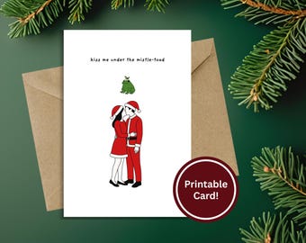 Mistle-Toad Funny Holiday Card - Printable Christmas Card (4x6