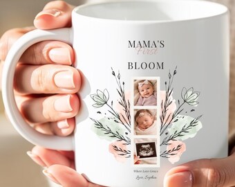 Personalized New Mom Mug with Photo | Custom First Time Mom Gift | Mama Keepsake Coffee Mug | Pregnancy Gift for Mom | Mama’s First Bloom