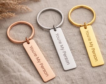 Love Keepsake You're My Person Minimalist Engraved Metal Keychain