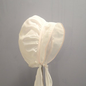 Vintage Baby Bonnet | 1910s Handmade White and Pink Cotton Baby Bonnet | Vintage Baby Bonnet, Size 6 - 9 Months