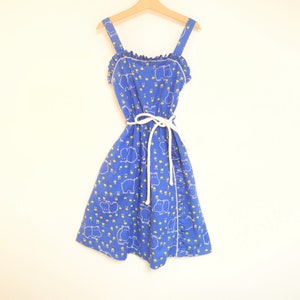 Vintage Girls Clothes 1980's Handmade Whimsical Blue and White Girls Sundress Dress Vintage Girls Dress Size 8 image 1