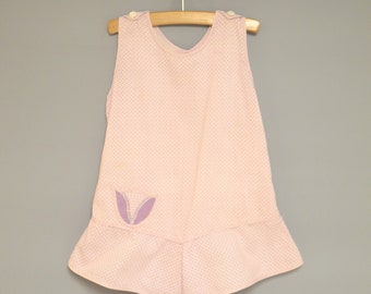 Vintage Baby Romper | 1930's Handmade Lavender and White Sleeveless Baby Romper | Vintage Baby Romper | Size 2T