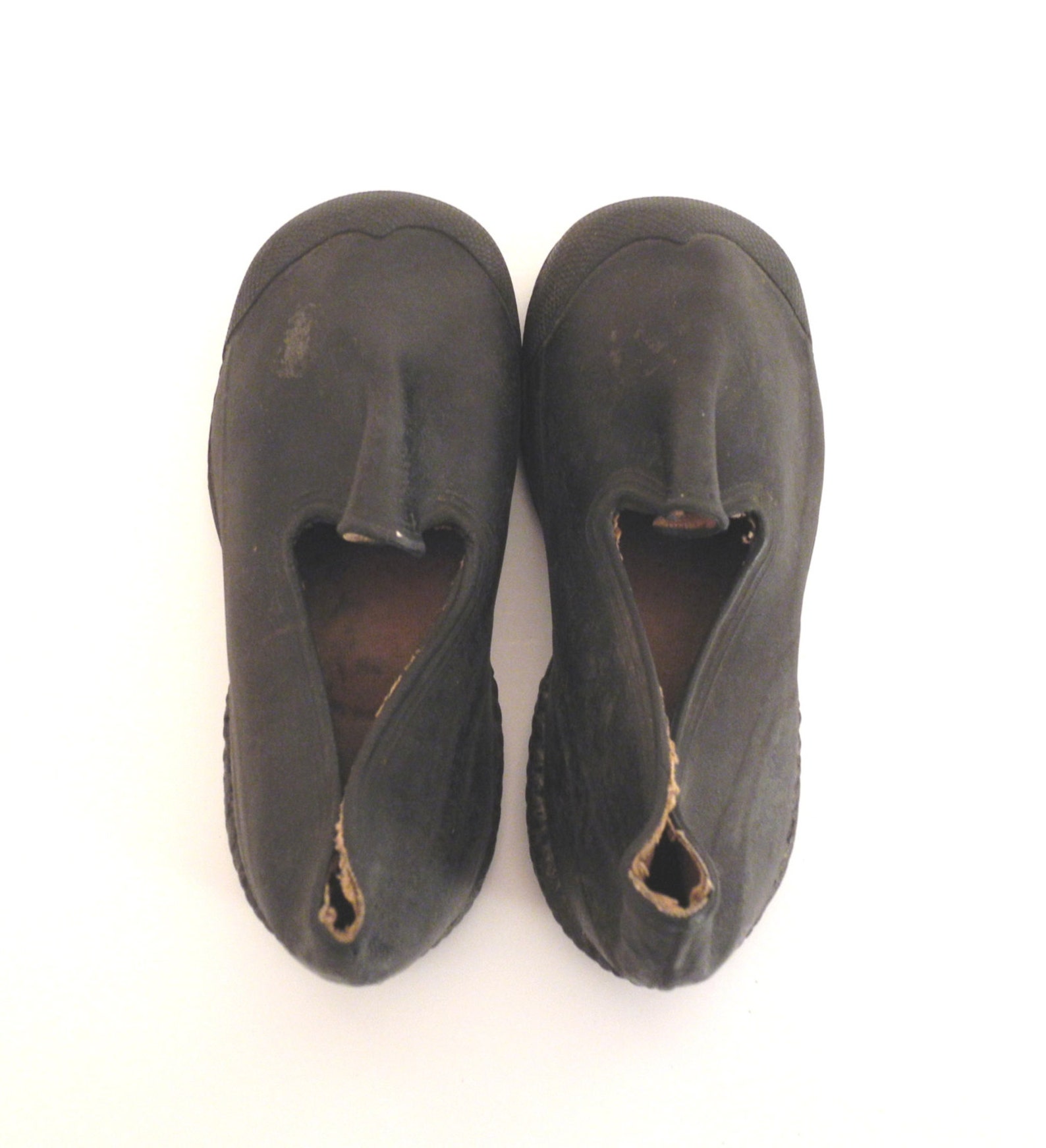 Vintage Baby Shoes, 1920's Rare Black Rubber Goodyear Galoshes, Vintage Baby Shoes, Vintage Baby