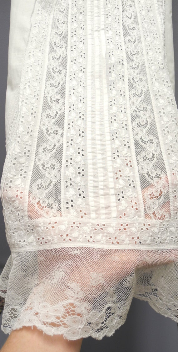 Vintage Baby Clothes, 1900 Handmade White Eyelet … - image 4