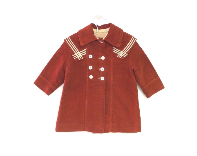 Vintage Baby Clothes, 1900's Rare Handmade Dark Red and Ivory Double