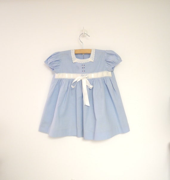 Vintage Baby Dress | 1940s Sky Blue and White Lace