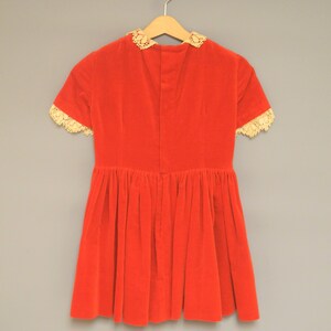 Vintage Girls Dress 1950's Handmade Red Velvet Girl's Dress Vintage Girl's Velvet Dress Size 6 7 image 6