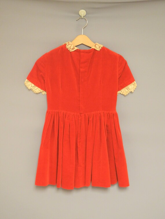 Vintage Girls Dress | 1950's Handmade Red Velvet … - image 6