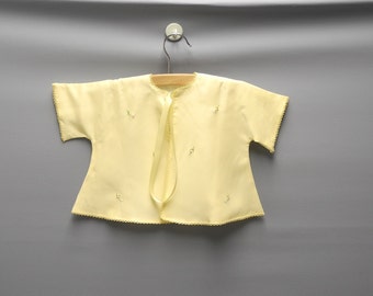 Vintage 1950s gelbe Baby Jacke und Mütze Set - Grösse 3-6 Monate
