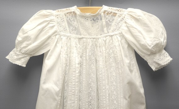 Vintage Baby Clothes, 1900 Handmade White Eyelet … - image 3