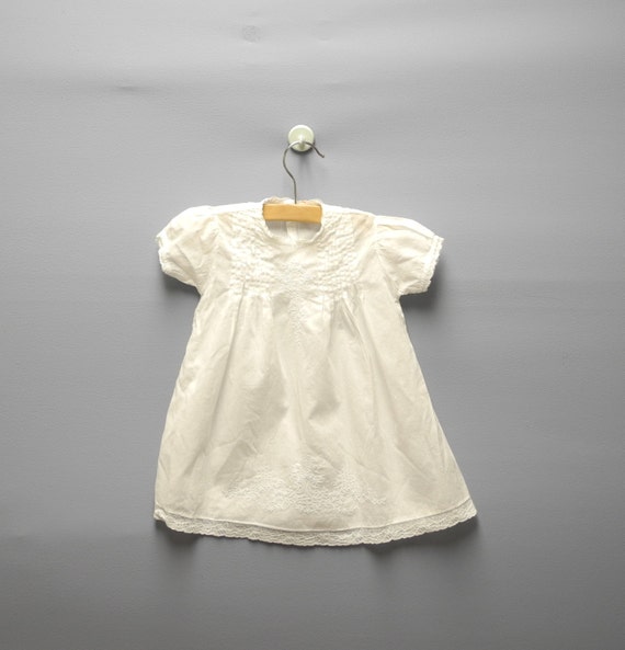 Vintage Baby Clothes, 1940's Handmade White Embro… - image 1