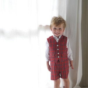 Vintage 1950s Red Plaid Baby Suit - Size 2T-3T
