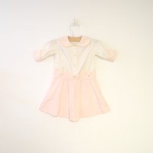 Vintage Baby Clothes, 1930's Pale Pink and White Baby Girl Dress Set, Vintage Baby Dress, Pink Baby Dress, White Baby Dress, Size 6 Months image 1