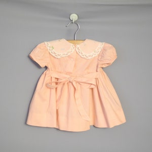 Vintage Baby Clothes 1950's Handmade Pink and White Cotton and Chiffon Baby Dress Vintage Baby Dress 1950s Baby Dress Size 6 Months image 3